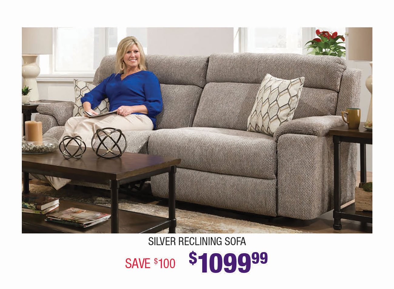 Silver-Reclining-Sofa