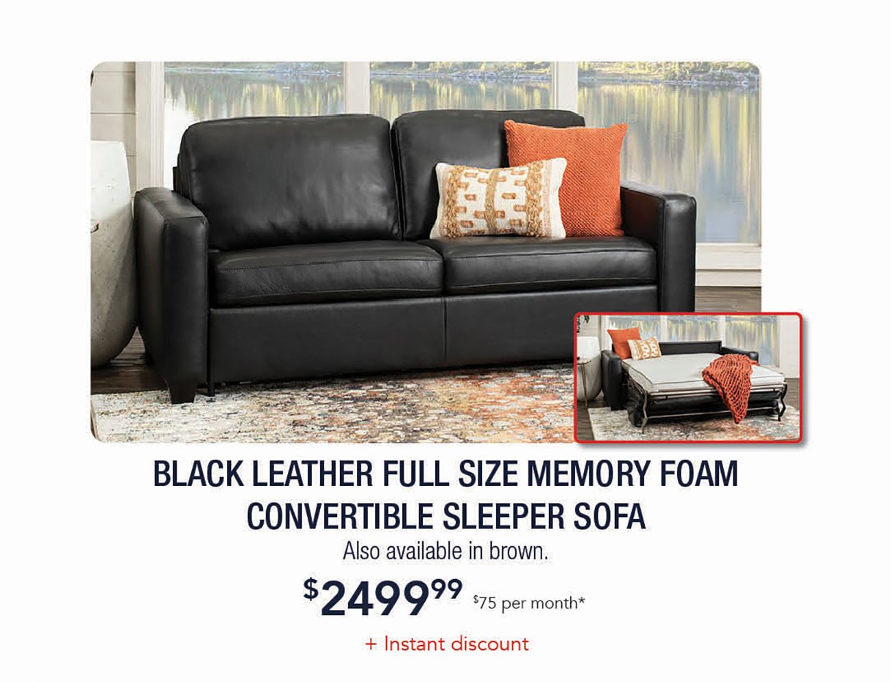 Black-Leather-Memory-Foam-Sleeper-Sofa