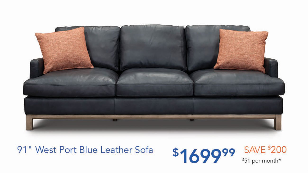 West-Port-Blue-Leather-Sofa