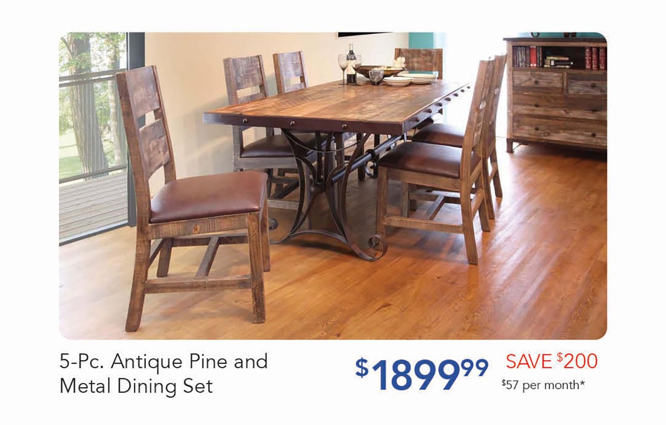 Antique-Pine-Metal-Dining-Set