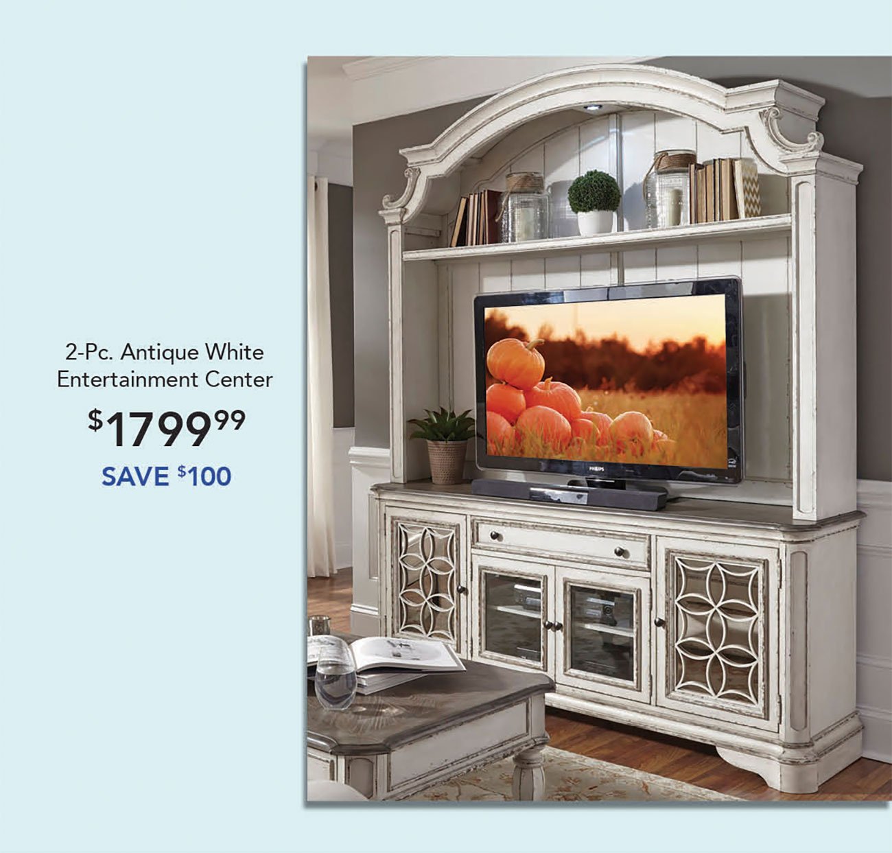 Antique-White-Entertainment-Center