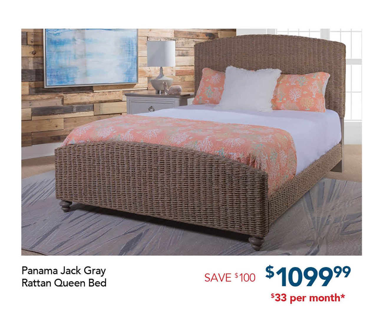 Panama-Jack-Gray-Rattan-Queen-Bed