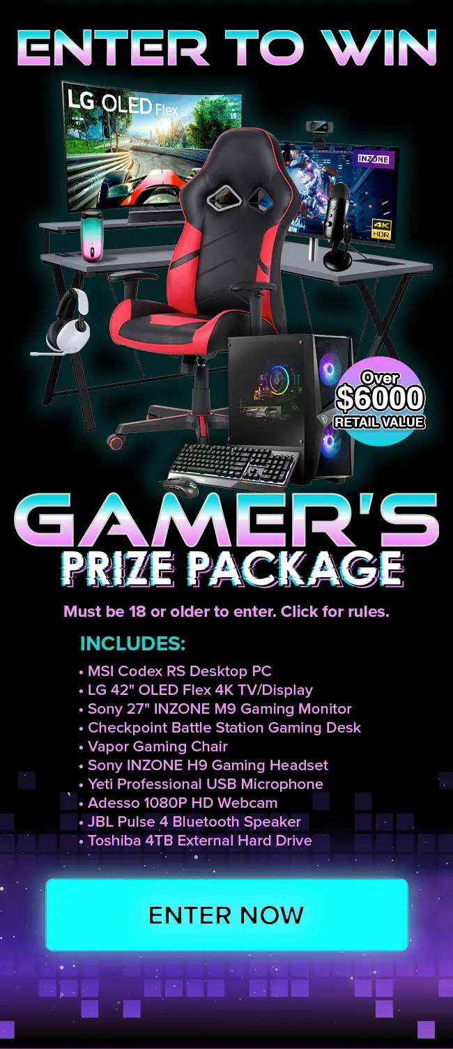 Enter to Win a Gamer's Prize Package worth over $6,000