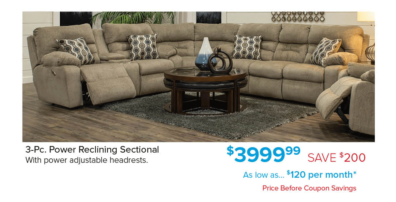 Tan-Power-Reclining-Sectional