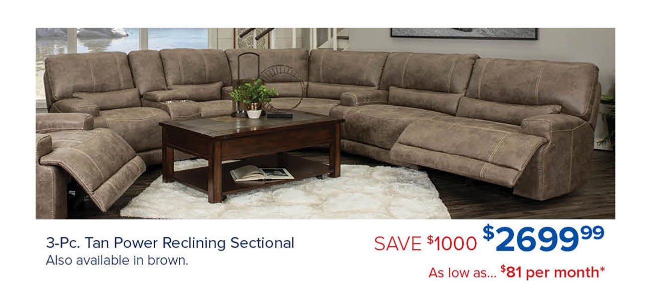 Tan-Power-Reclining-Sectional