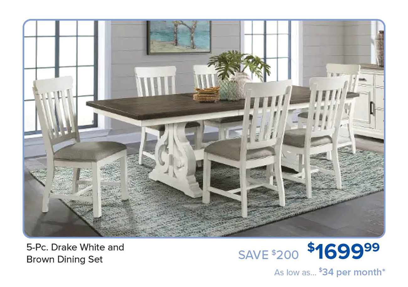 Drake-White-Brown-Dining-Set