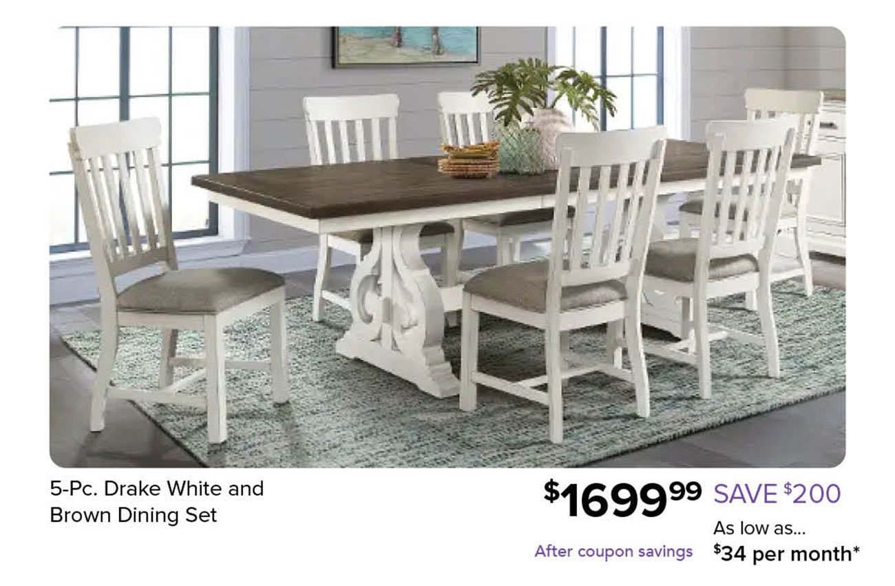 Drake-White-Brown-Dining-Set