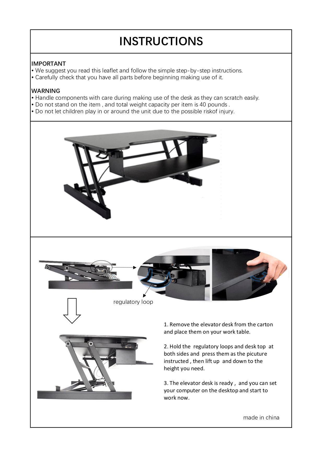 Black Adjustable Standing Desk