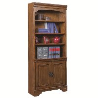 32 Inch Rustic Oak Bookcase with Doors - Centennial Collection