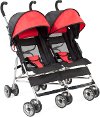 Double Scarlet Red/Black Side-by-Side Umbrella Stroller - Cloud -1