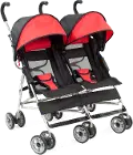 Double Scarlet Red/Black Side-by-Side Umbrella Stroller - Cloud