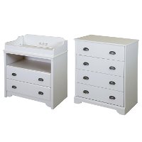 9023A2 White Changing Table and 4-Drawer Chest - Fundy Tide