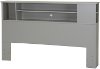 9021092 Soft Gray Full/Queen Bookcase Headboard (54/60 Inch) - Vito -1