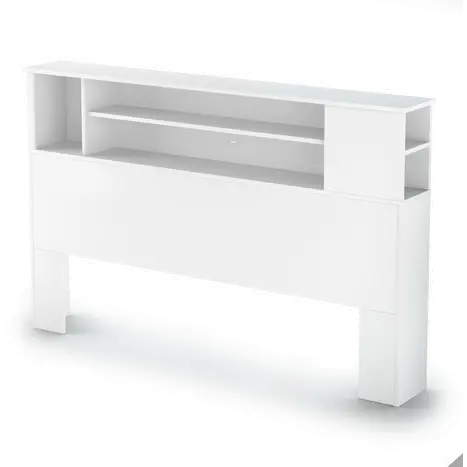 9007A1 Fusion White Full/Queen Bookcase Headboard (54/60 Inch) - South Shore