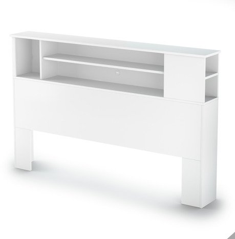 9007A1 Fusion White Full/Queen Bookcase Headboard (54/60 Inch)-1