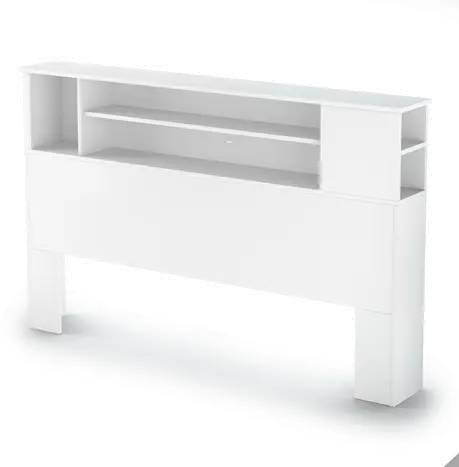 9007A1 Fusion White Full/Queen Bookcase Headboard (54/60 Inch)-1