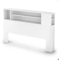 9007A1 Fusion White Full/Queen Bookcase Headboard (54/60 Inch)