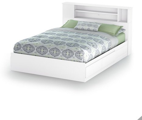 9007A1 Fusion White Full/Queen Bookcase Headboard (54/60 Inch)-2