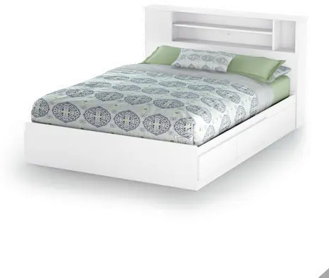9007A1 Fusion White Full/Queen Bookcase Headboard (54/60 Inch)-2