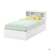 9002B1 White Twin Bookcase Headboard (39 Inch) - Karma