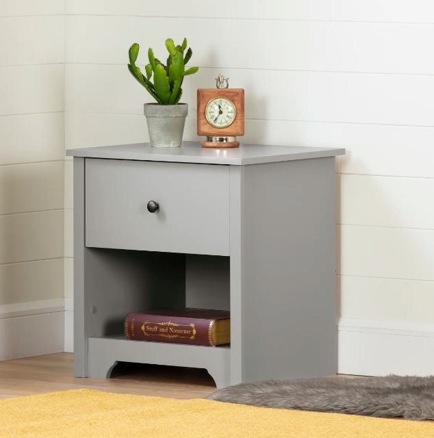 9021062 Soft Gray 1-Drawer Nightstand - Vito -1