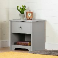 9021062 Soft Gray 1-Drawer Nightstand - Vito