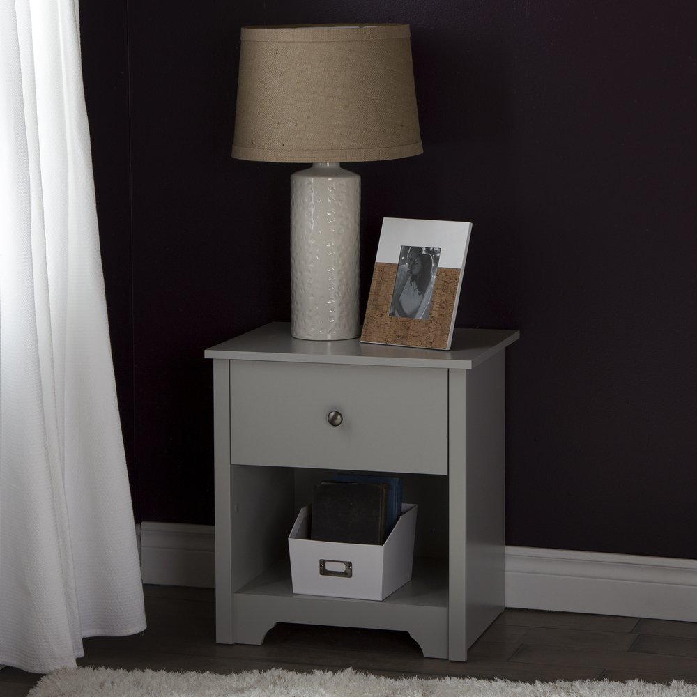 9021062 Soft Gray 1-Drawer Nightstand - Vito -2