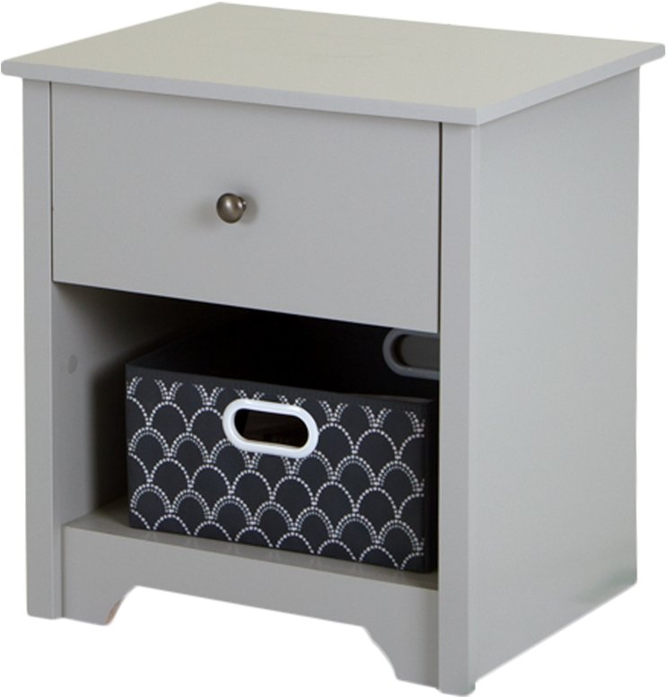 9021062 Soft Gray 1-Drawer Nightstand - Vito -3