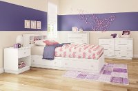 9011062 White 1-Drawer Nightstand - Litchi -2