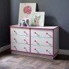 9039027 White and Pink 6-Drawer Double Dresser - Logik