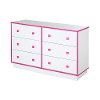9039027 White and Pink 6-Drawer Double Dresser - Logik -2