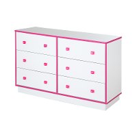 9039027 White and Pink 6-Drawer Double Dresser - Logik -2