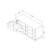 9039027 White and Pink 6-Drawer Double Dresser - Logik -6
