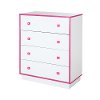9039034 White and Pink 4-Drawer Chest -Logik -2