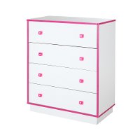 9039034 White and Pink 4-Drawer Chest -Logik -2