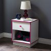 9039062 White and Pink 1-Drawer Nightstand - Logik
