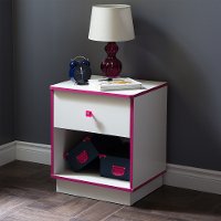 9039062 White and Pink 1-Drawer Nightstand - Logik