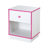 9039062 White and Pink 1-Drawer Nightstand - Logik -2