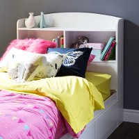 10056 White Twin Bookcase Headboard - Logik -2