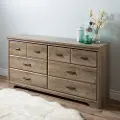 9066010 Versa Weathered Oak 6-Drawer Double Dresser