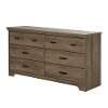 9066010 Weathered Oak 6-Drawer Double Dresser - Versa -2