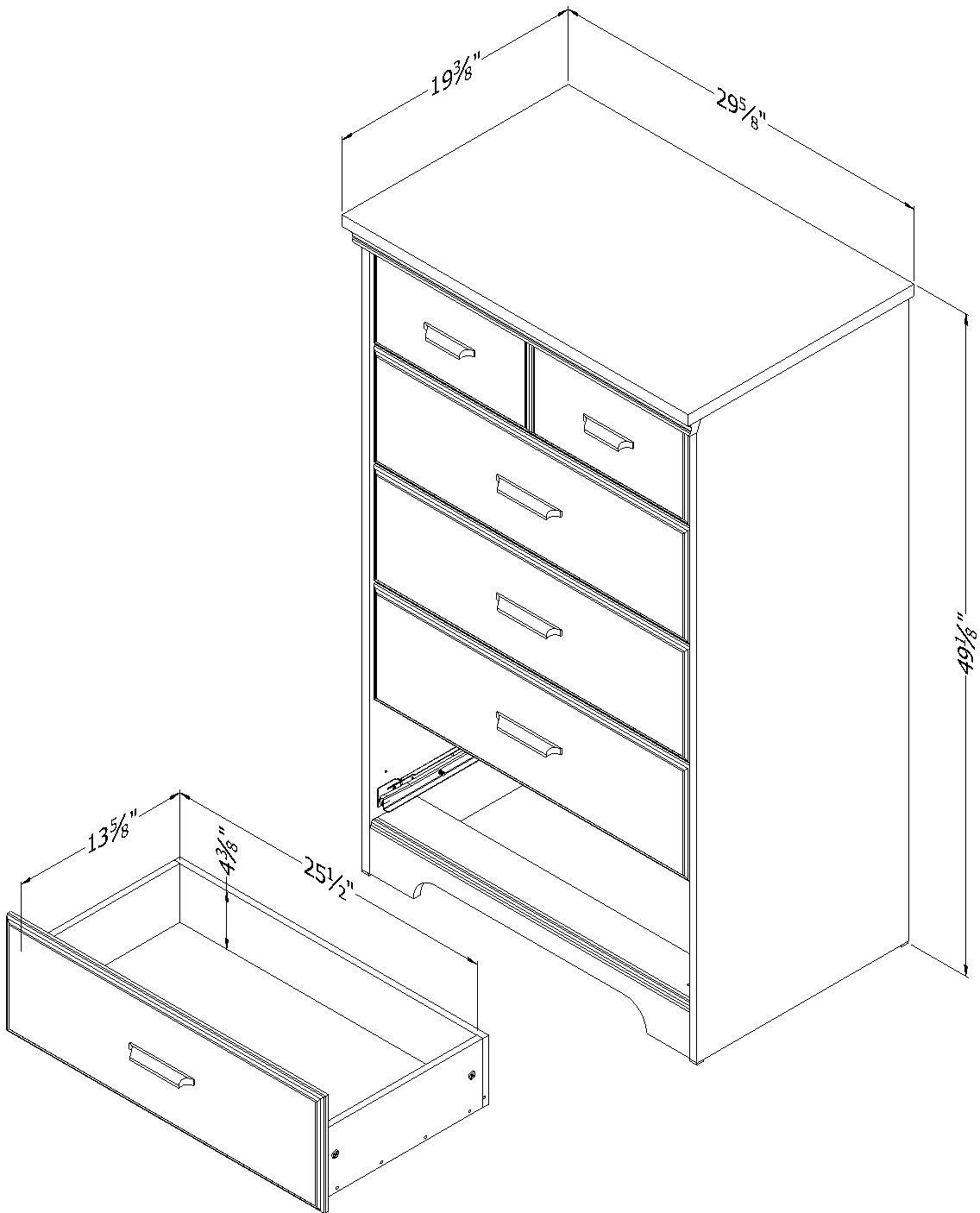 9066035 Casual Contemporary Weathered Oak 5-Drawer Chest - Versa-5