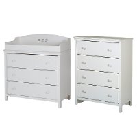 10058 White Changing Table and 4-Drawer Chest - Cotton Candy