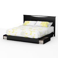 10033 Black King Platform Bed with Panel Headboard - Step One