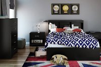 10034 Black Full Mates Bed with Bookcase Headboard - Step One-2