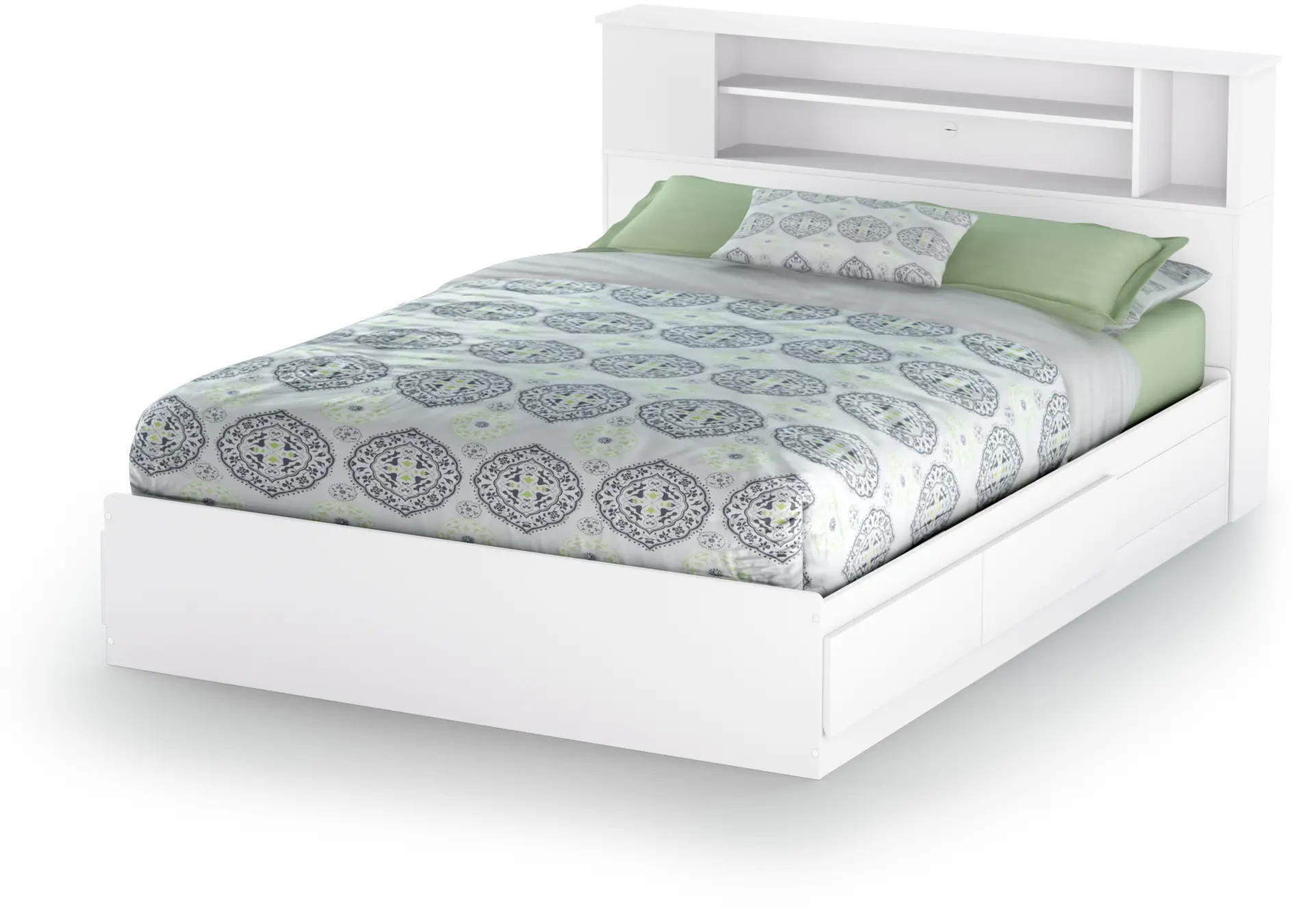 10036 White Queen Mates Bed with Headboard - Vito -1