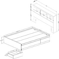 10039 White Mates Full Size Bed with Bookcase Headboard - Step One-3