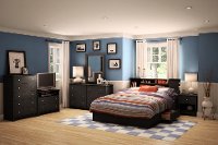 10040 Black Queen Mates Bed with Headboard - Vito -2