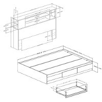 10040 Black Queen Mates Bed with Headboard - Vito -3