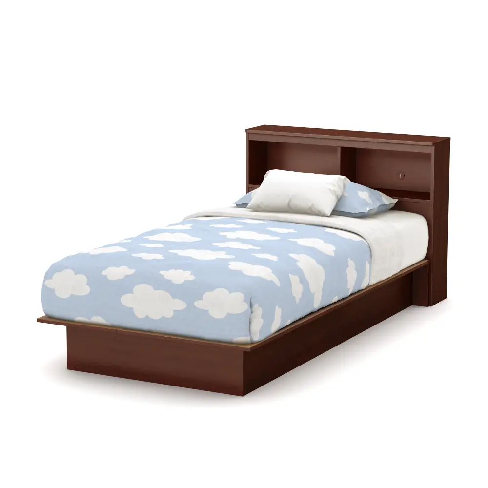 10044 Cherry Twin Platform Bed with Bookcase Headboard - Step One -1
